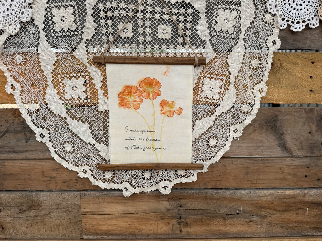 Naturally Printed & Embroidered Wall Hanging