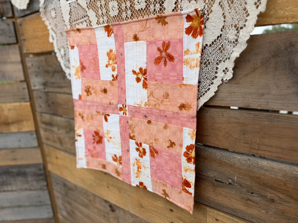 Naturally Dyed & Flower Printed Mini Quilt