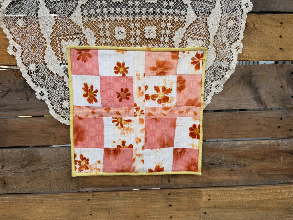 Naturally Dyed & Flower Printed Mini Quilt