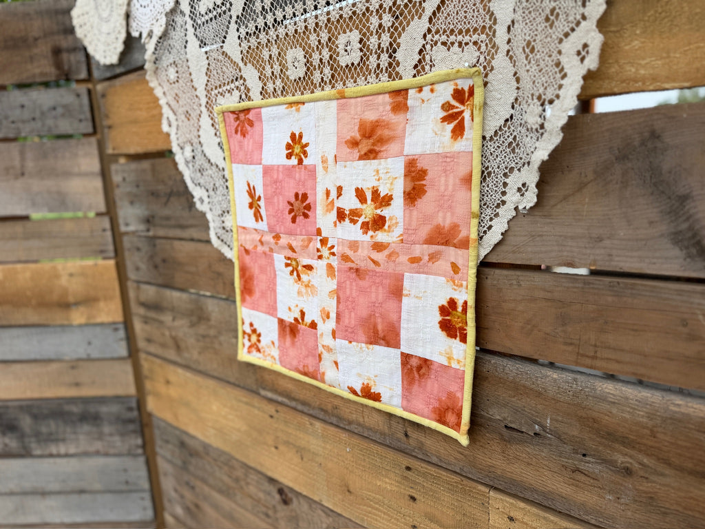 Naturally Dyed & Flower Printed Mini Quilt